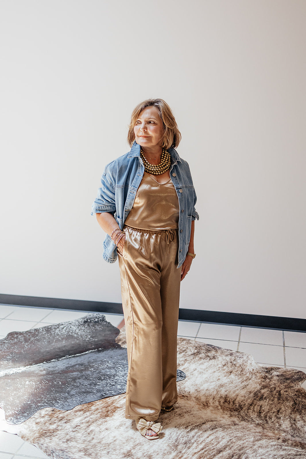 Gold Metallic Tank and Pants Set