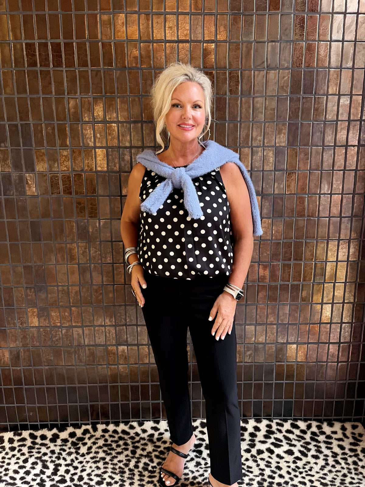Polka Dot Sleeveless Blouse