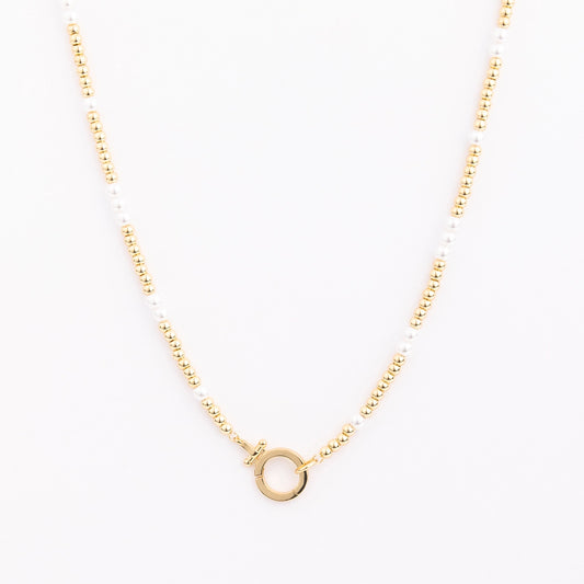 Thea Necklace- small pearl and gold beads