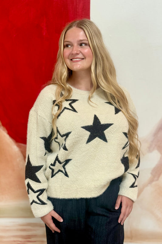 Cream Star Sweater