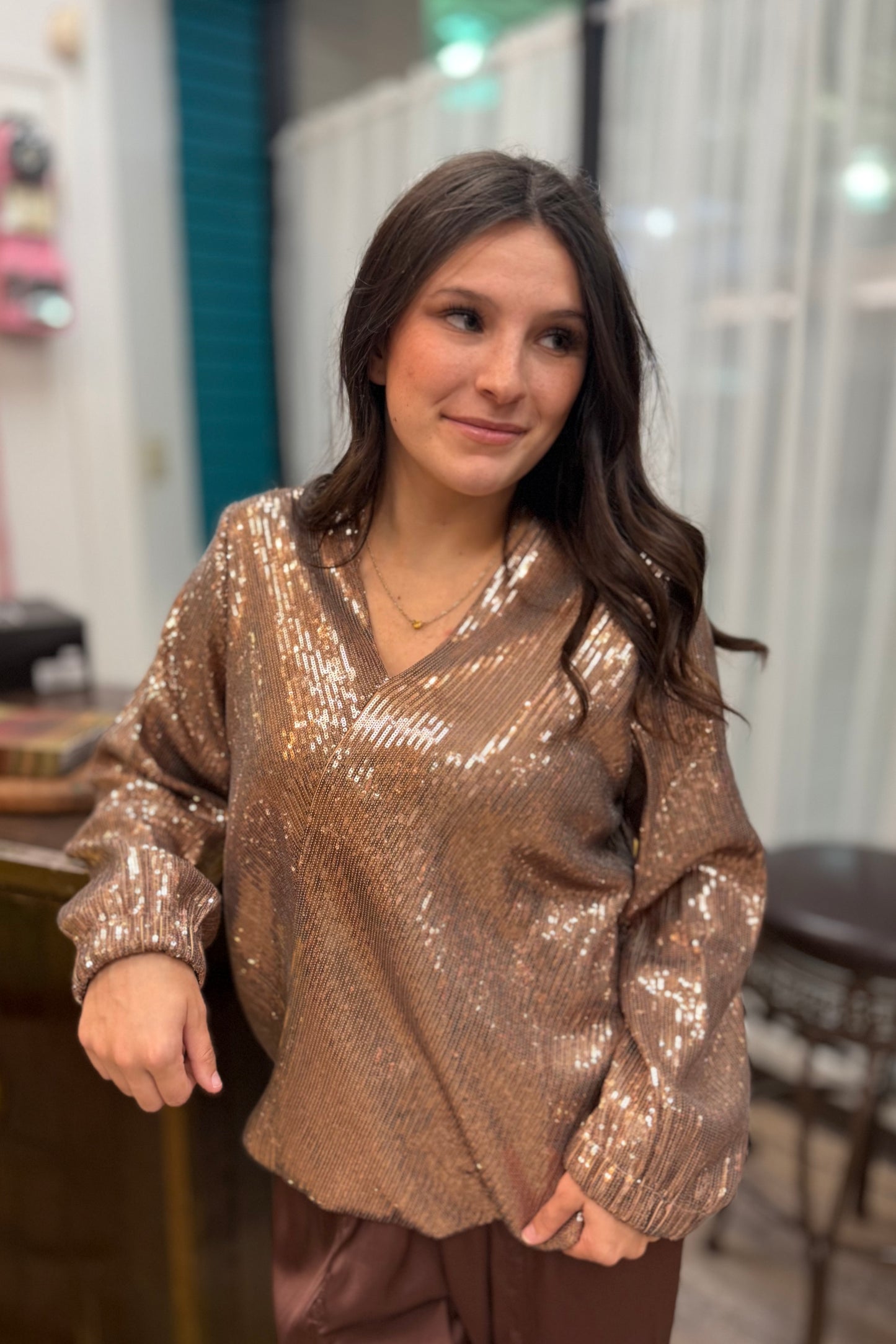 Jannis Sequin Wrap Top by Joh