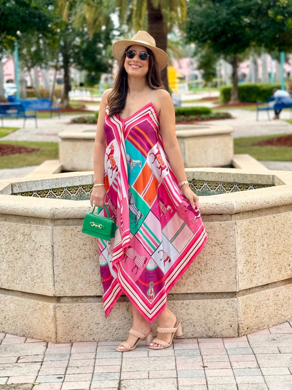 Shades of Pink Equestrian Horse Silk Dress