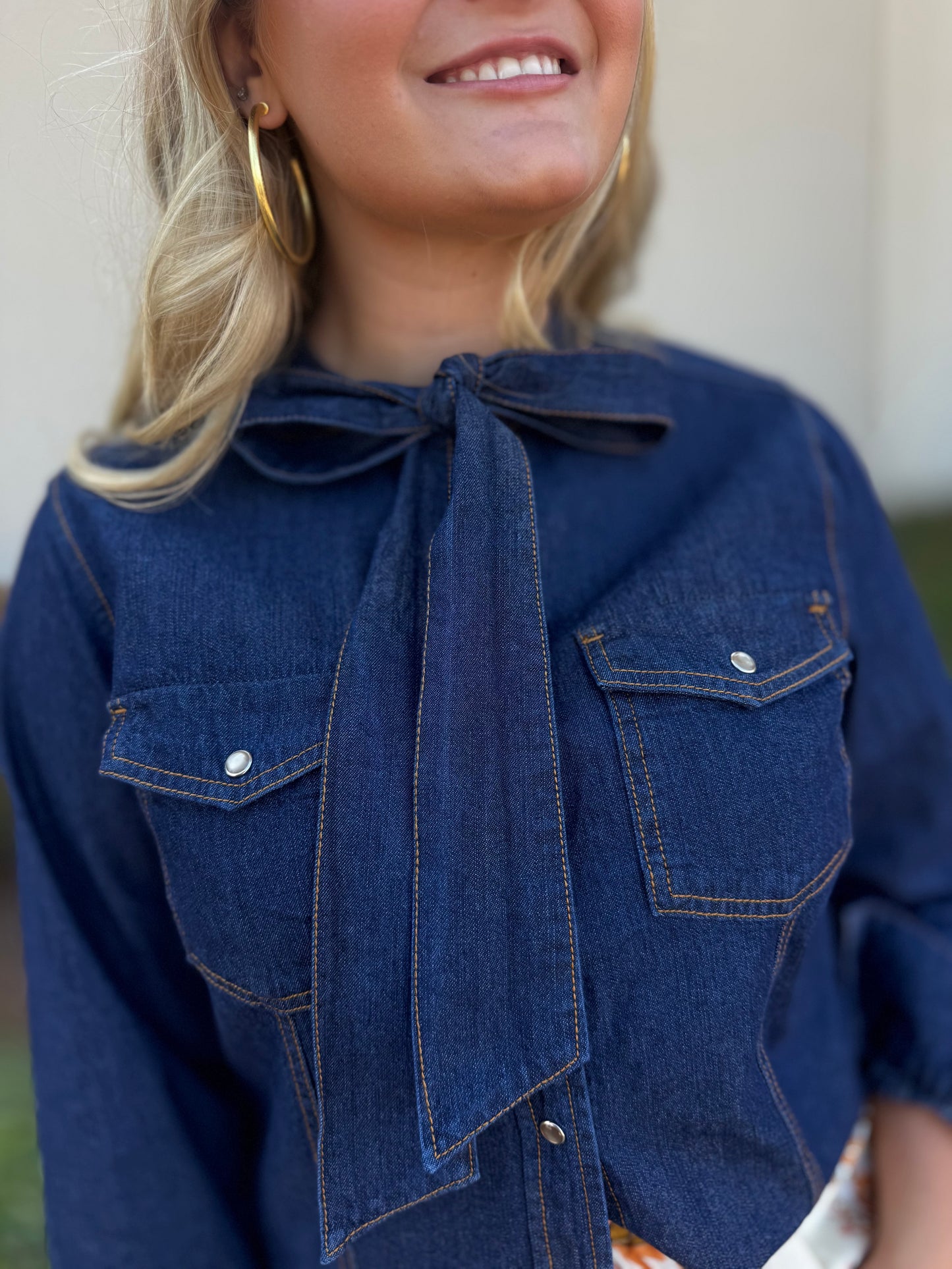 Bow Tie Dark Denim Top