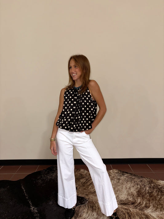 Polka Dot Sleeveless Blouse