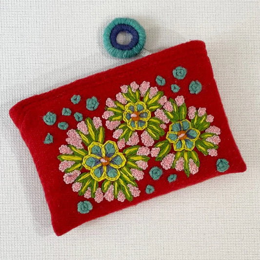 Embroidered Wool Pouch by Jenny Krause