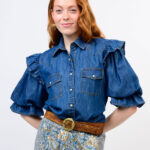 Annie Indigo Denim Flounce Shirt by Sister Mary