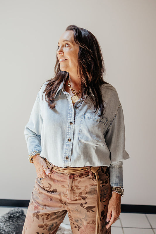Alyssa Lightweight Denim Shirt by Kut