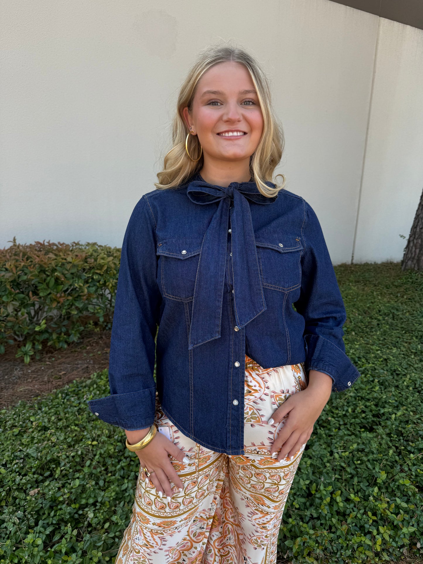 Bow Tie Dark Denim Top