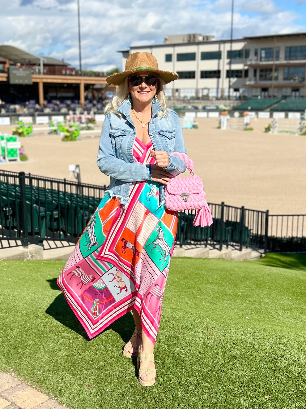 Shades of Pink Equestrian Horse Silk Dress