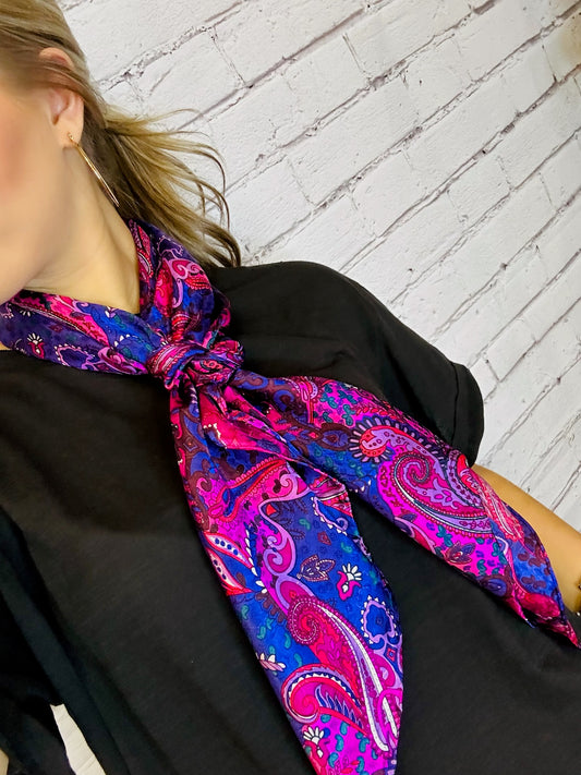 Paisley Pomegranate Silk Scarf