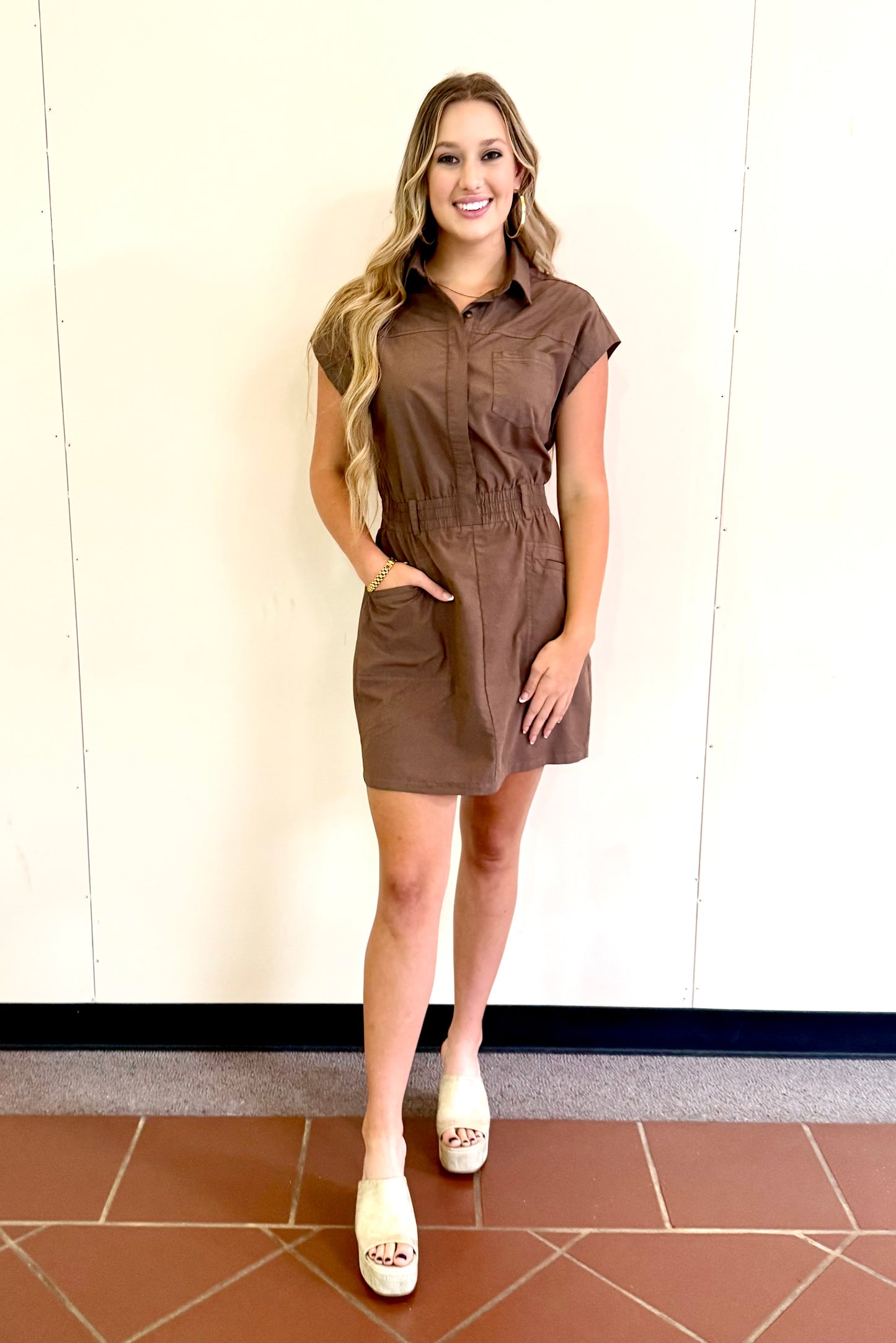 Dorie Button-Front Sleeveless Dress