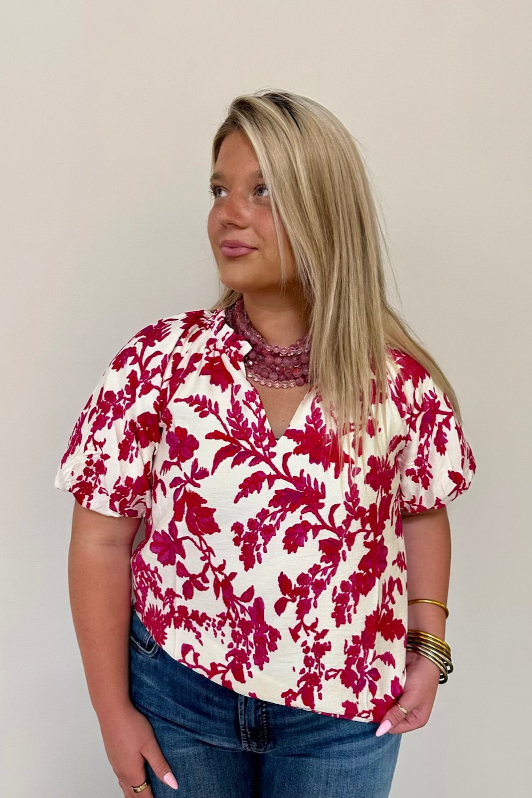 Balloon Sleeve Peasant Top