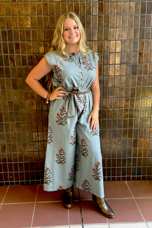 Floral Block Print Jumpsuit- Uncle Frank