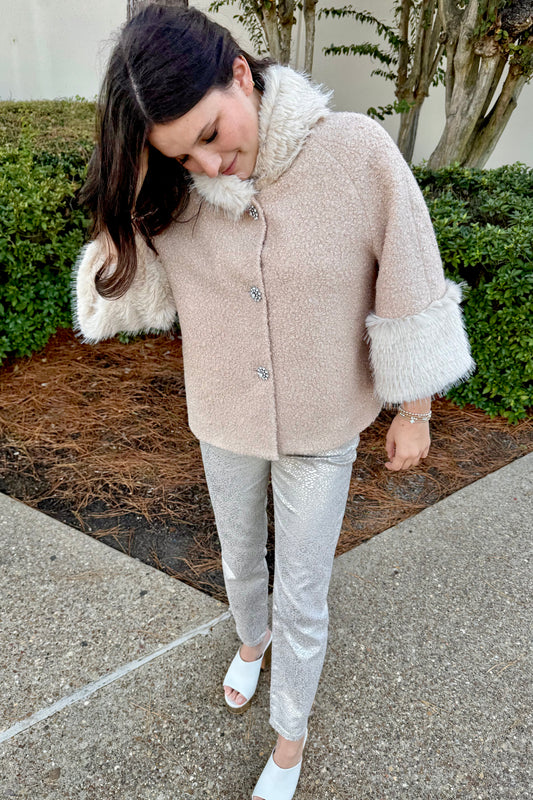 Boucle Fur Trim Jacket