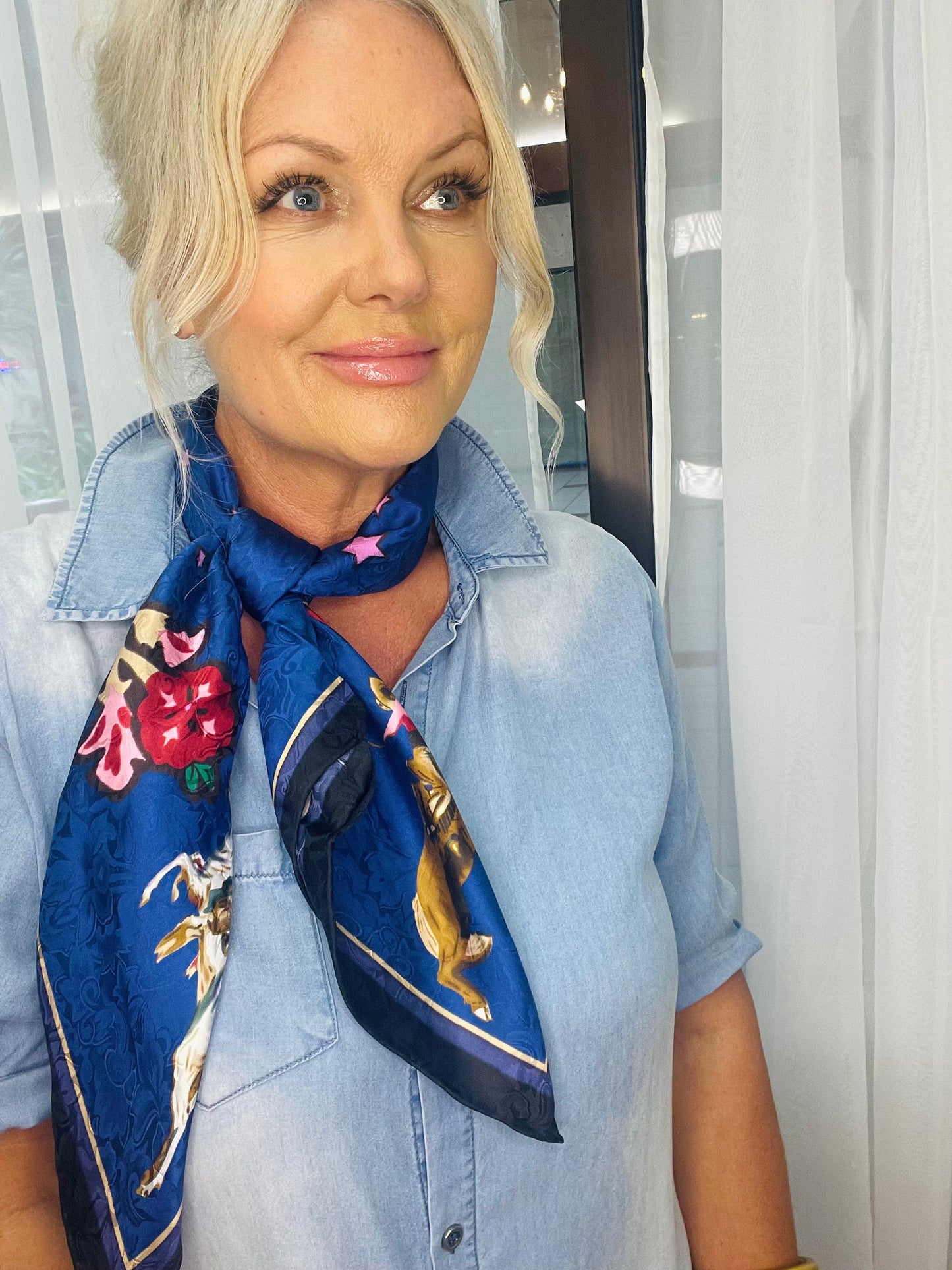 Rodeo Girls Blue Silk Scarf