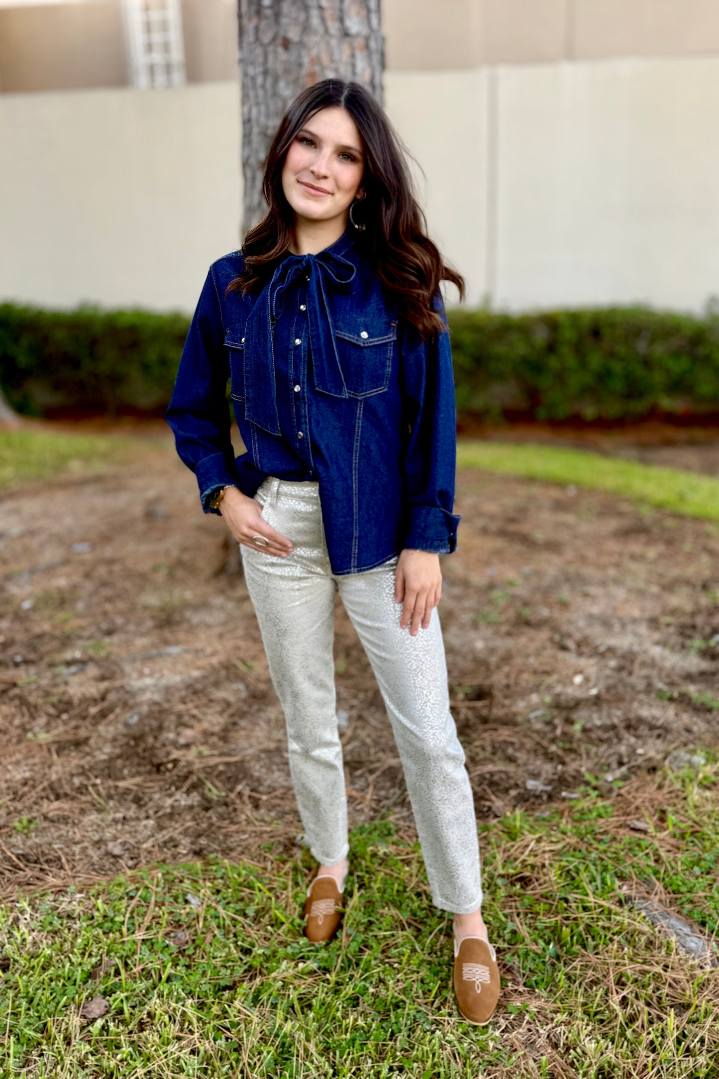 Cream/Silver High Rise Charlize Jean by Kut