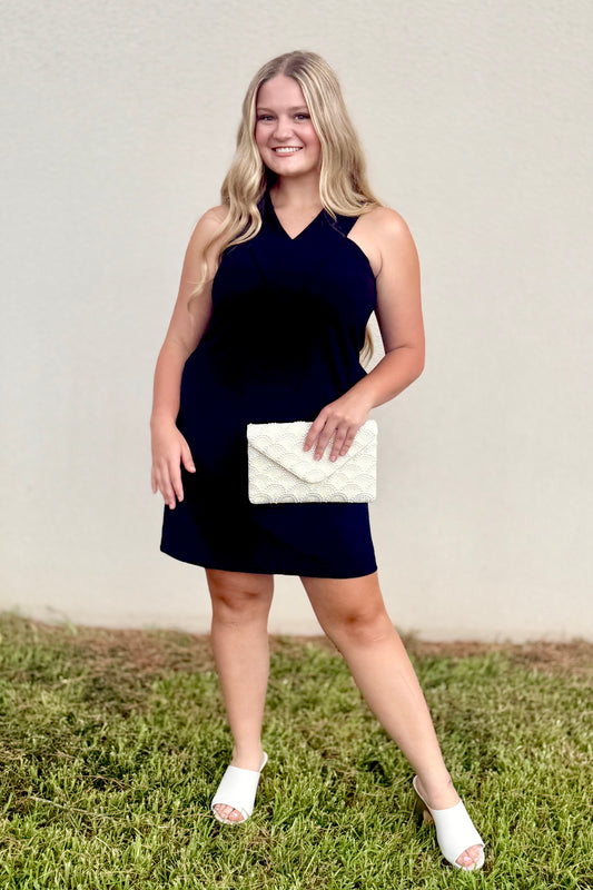 V-Yoke Halter Dress
