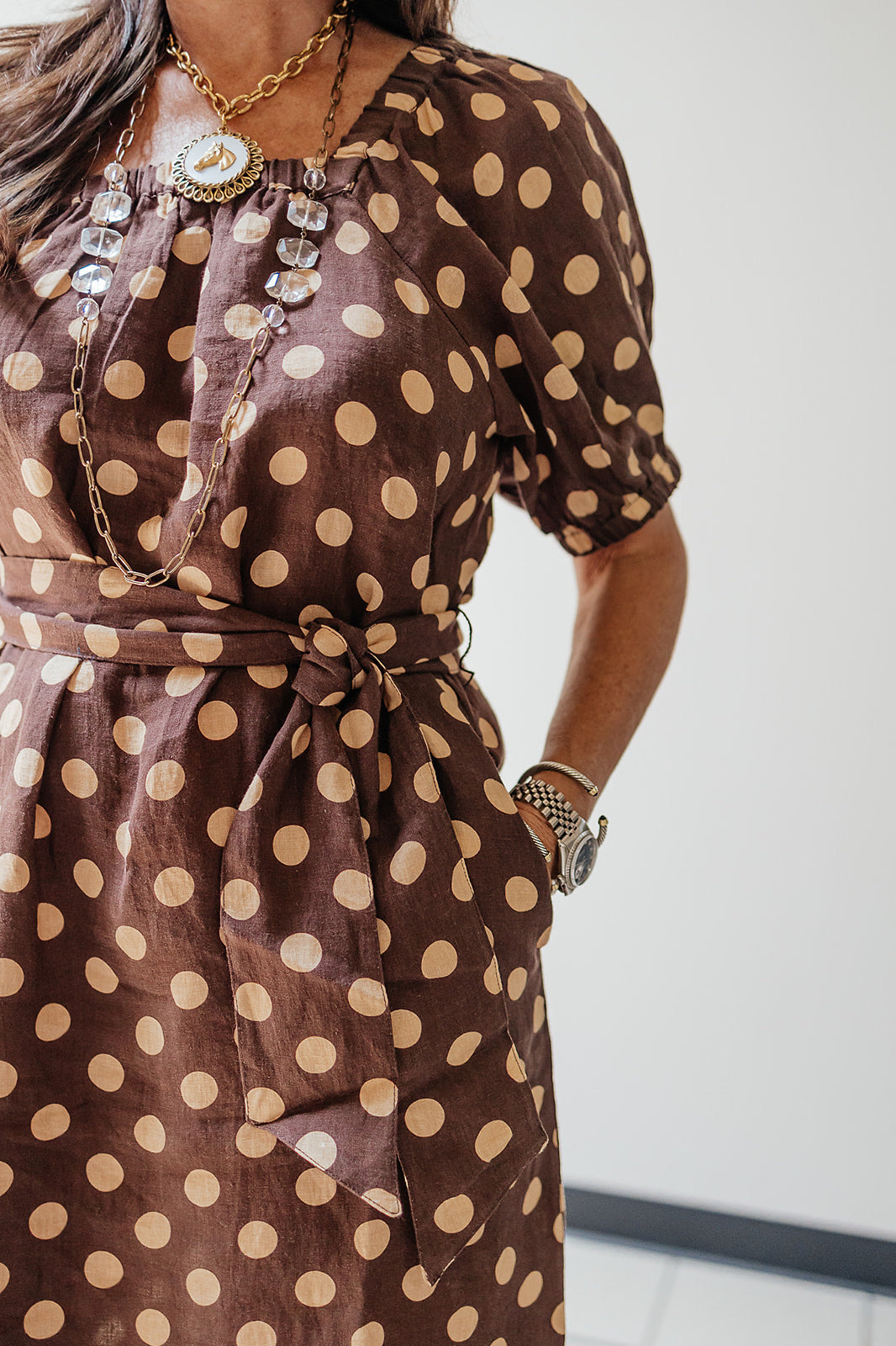 Dot Linen Dress by Uncle Frank