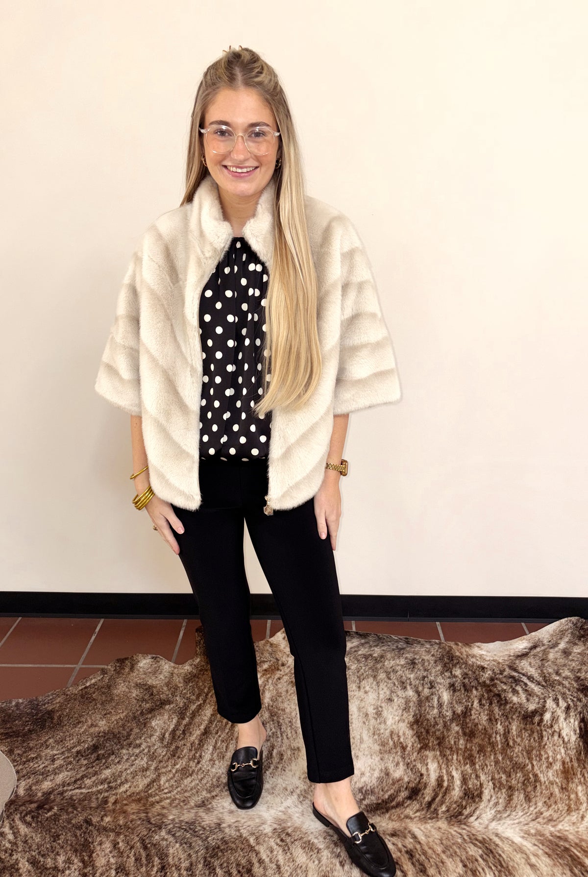 Beige Fur Jacket by Joseph Ribhoff