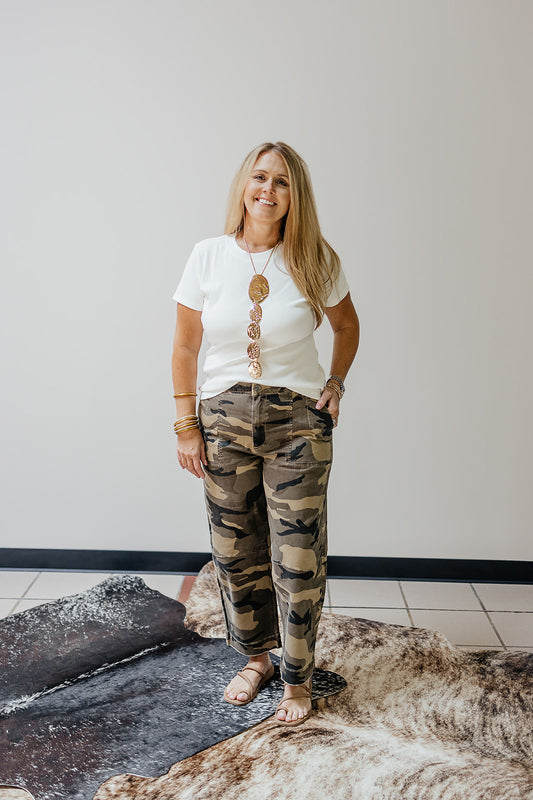 Ashton Wide Leg Olive Camo Jean by Kut