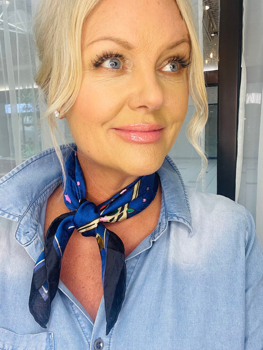20" Rodeo Girls Blue Silk Scarf