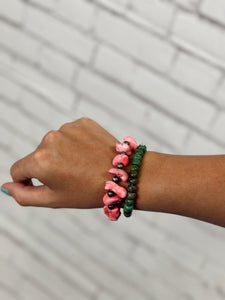 Pink Nugget Stone Stretch Bracelet