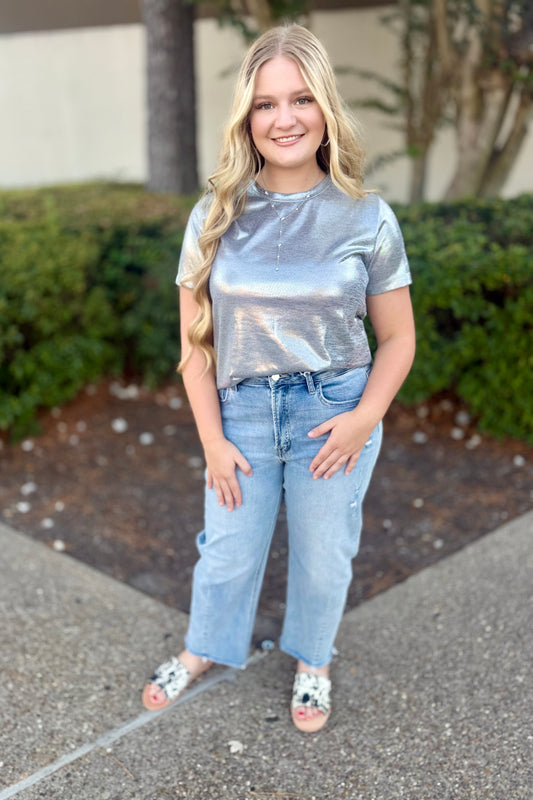 Metallic Round Neck Top