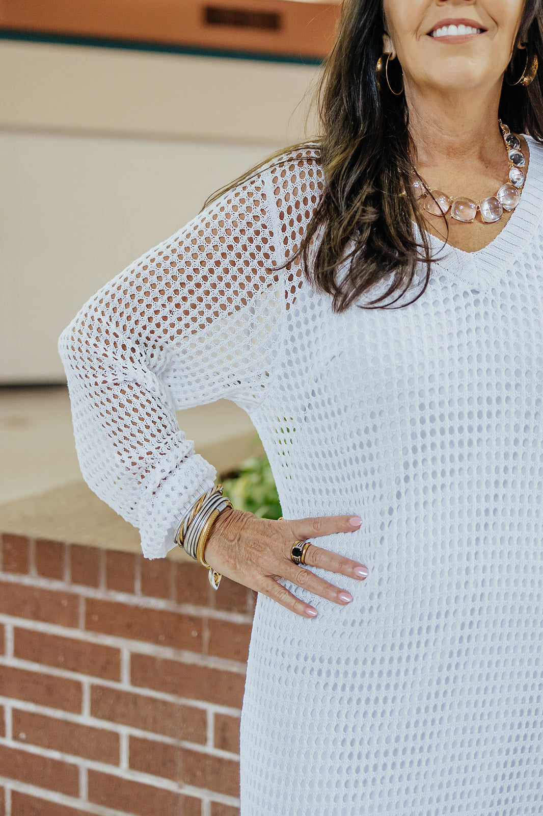 White Crochet Maxi Dress