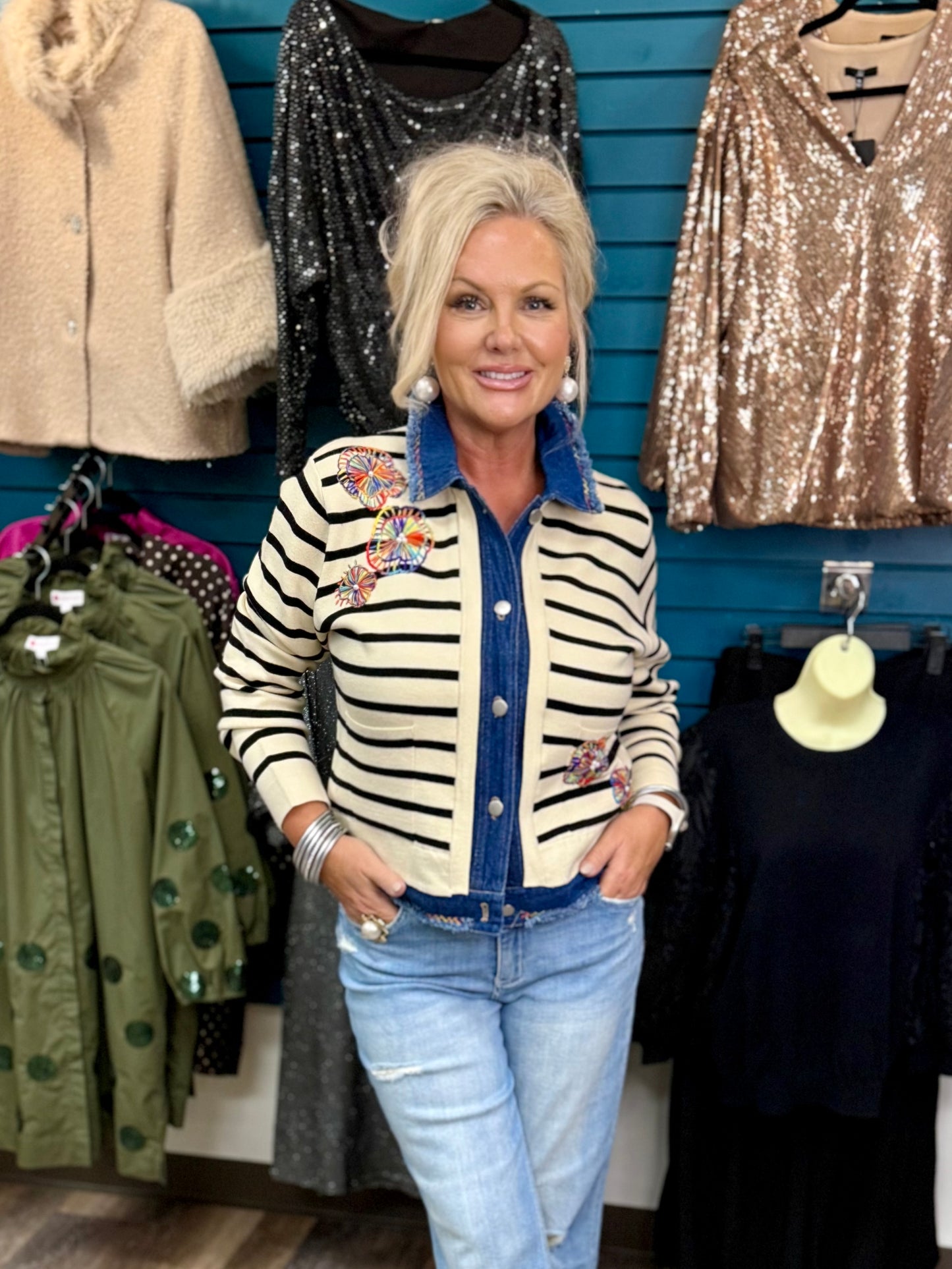 Knit Striped Jacket by John Mark