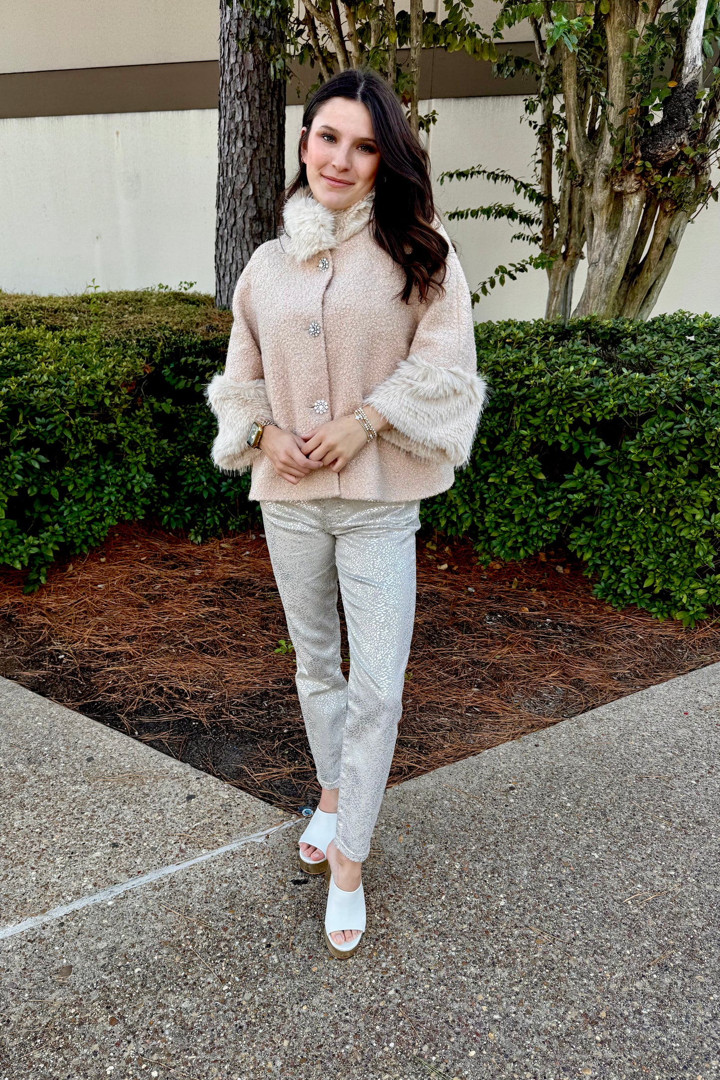 Boucle Fur Trim Jacket