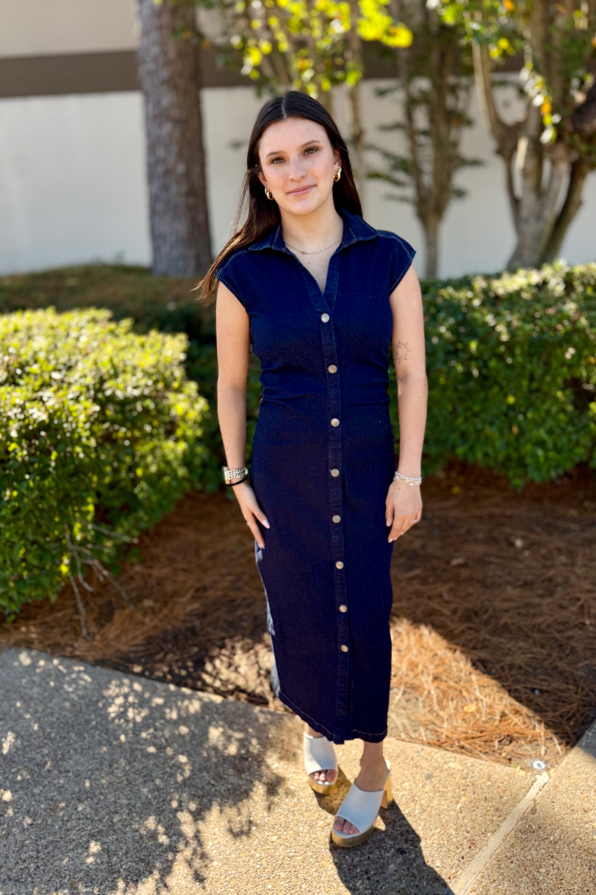 Dark Denim Long Dress by Velvet Heart Large Dark Denim Long Dress by Velvet Heart Large