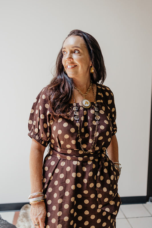 Dot Linen Dress by Uncle Frank