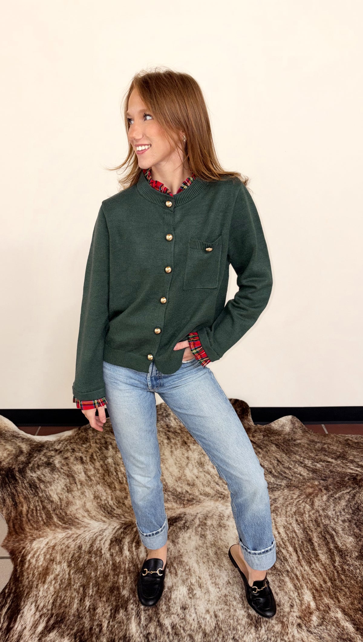 Plaid Ruffle Cardigan by Ivy Jane