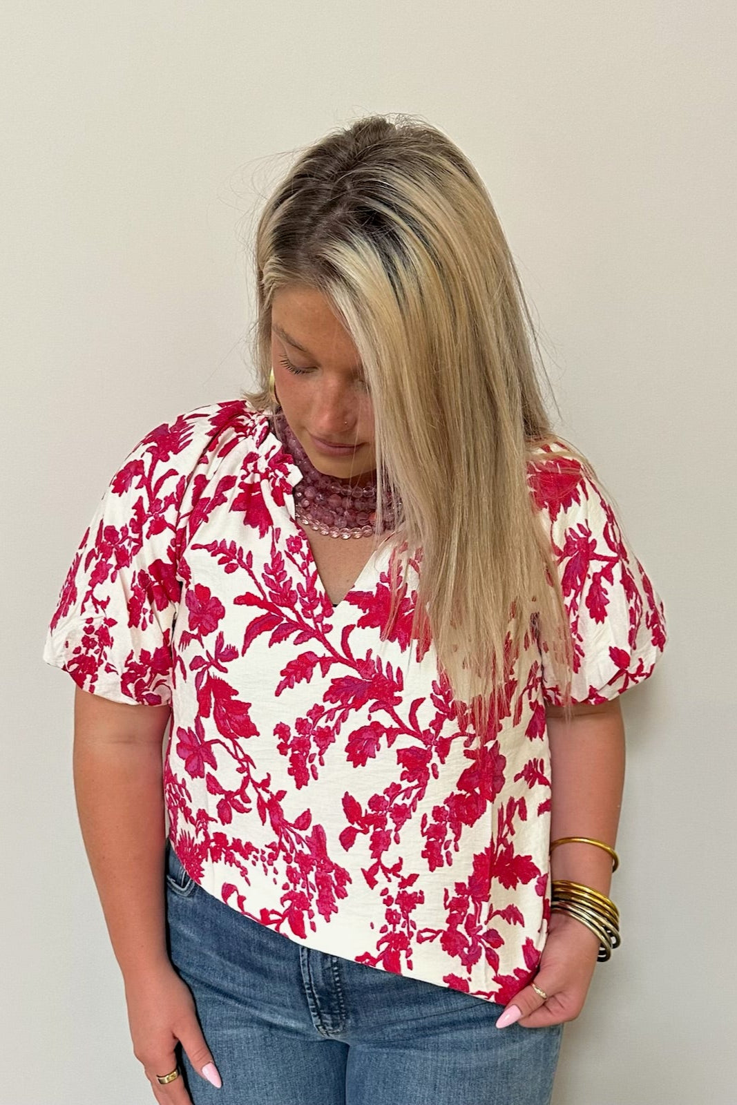 Balloon Sleeve Peasant Top
