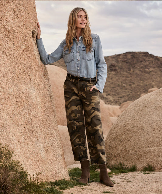 Ashton Wide Leg Olive Camo Jean by Kut