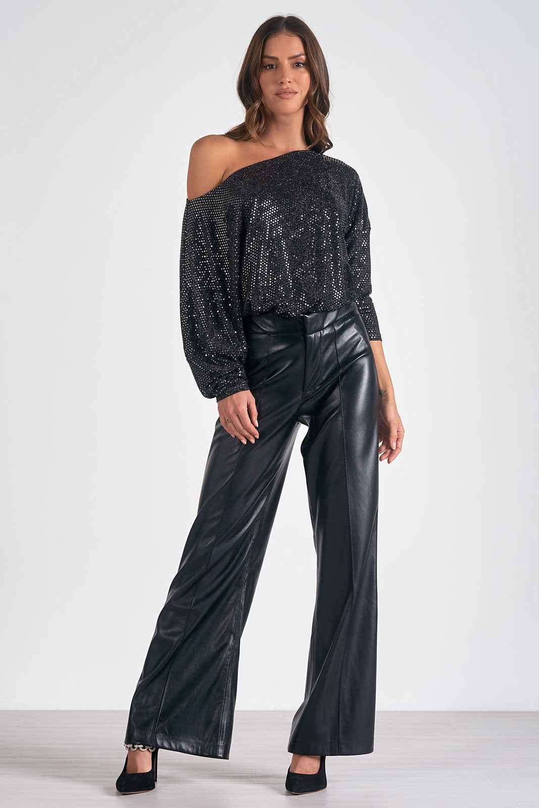 Elan Sequin Off-Shoulder Top