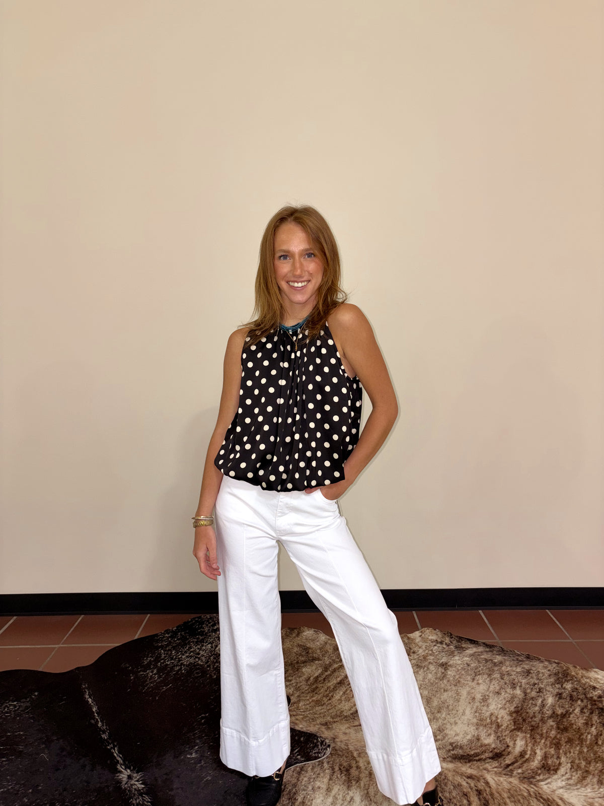 Polka Dot Sleeveless Blouse