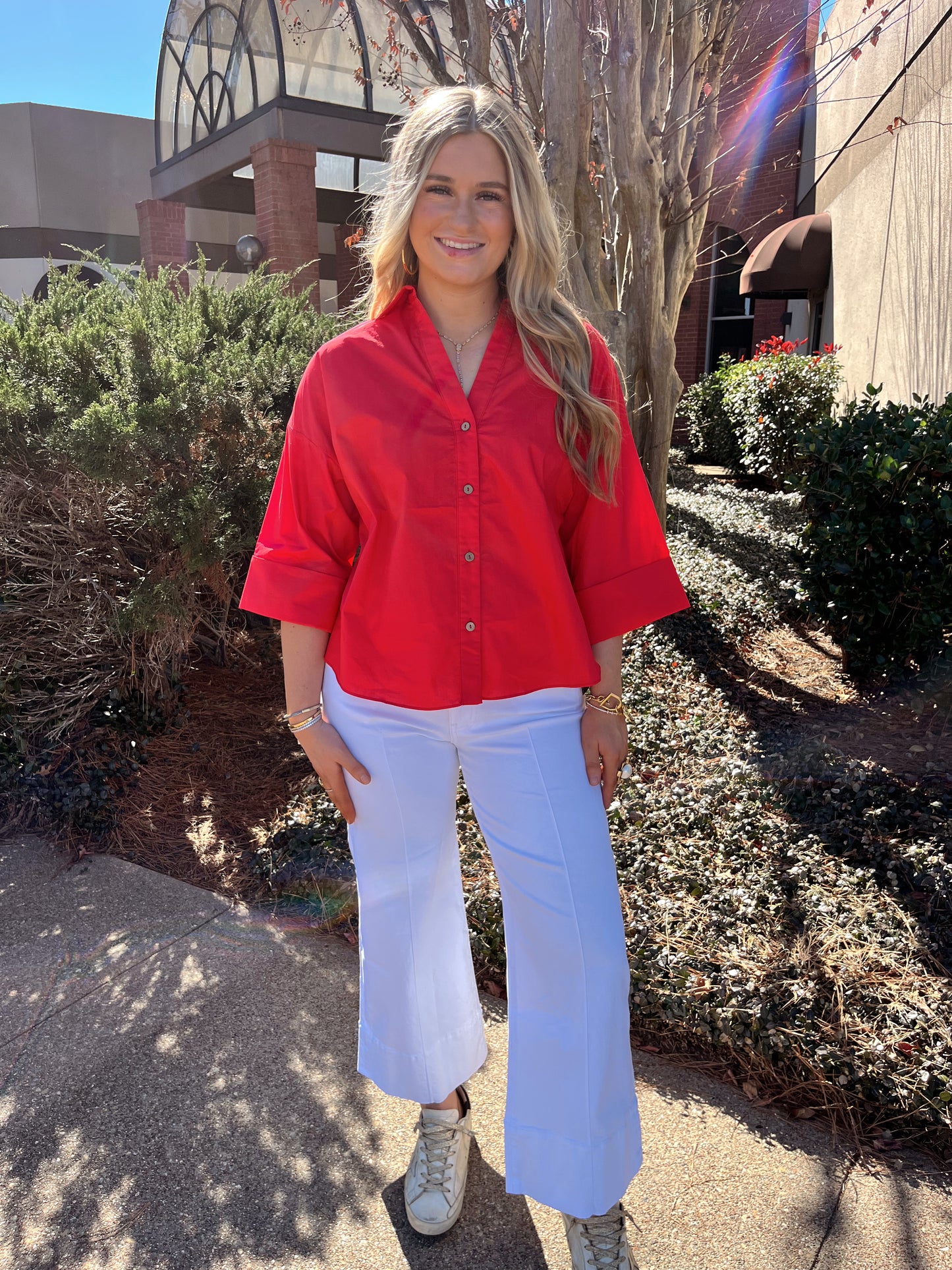 Tomato Red Button Up