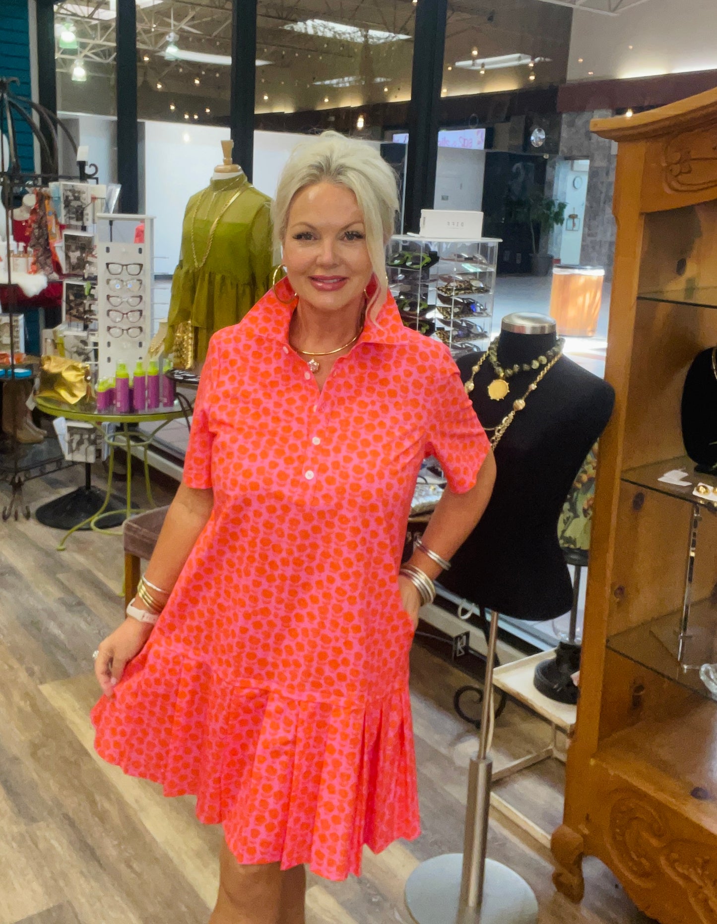 Orange and Hot Pink Daisy Dress by Uncle Frank