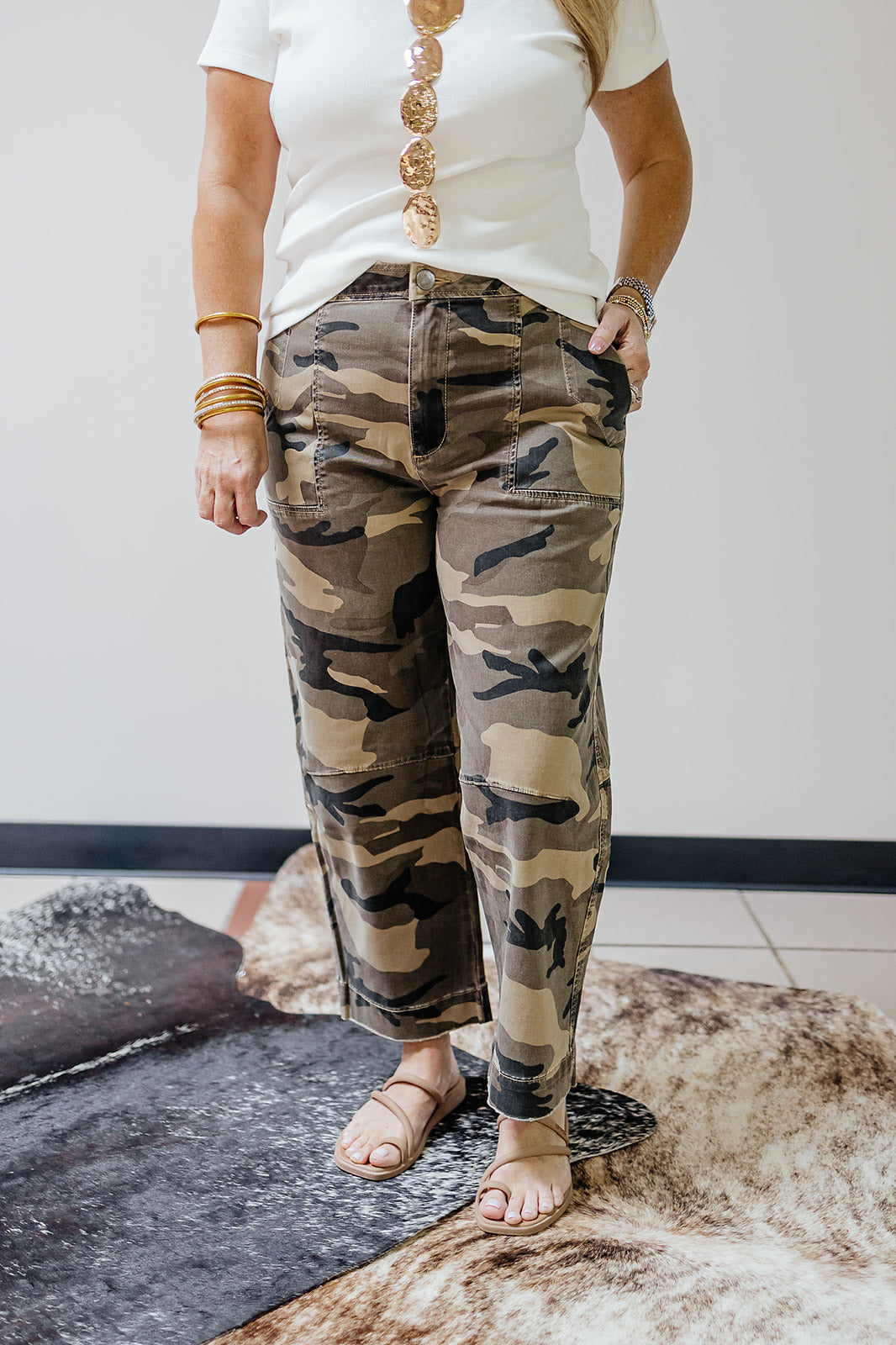 Ashton Wide Leg Olive Camo Jean by Kut
