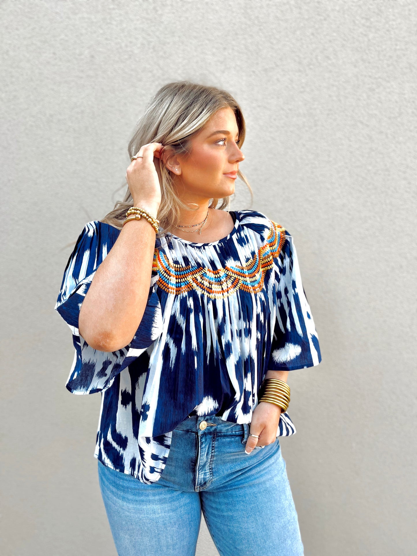 Ikat Multi Stitched Top - 75% OFF!