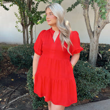 "The Painter" Red Stitched Sleeve Dress