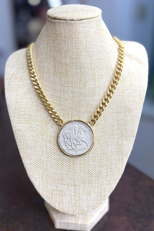 Twin Horses Necklace in Mixed Metals by Yochi