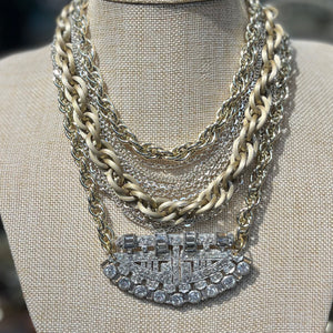 Vintage Dress Clip Necklace