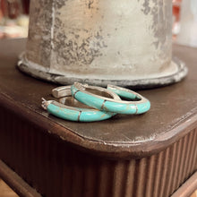 Turquoise Inlay Hoop Earrings- Medium