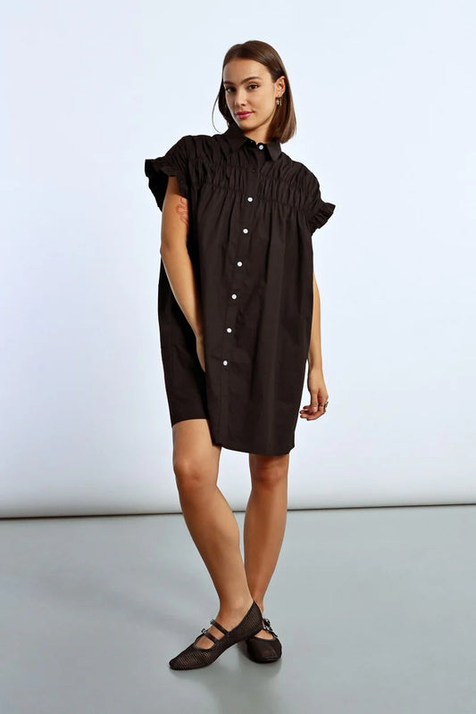 Ruched Yoke Shirt Dress by Lili Sidonio