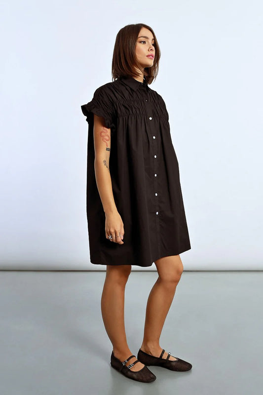 Ruched Yoke Shirt Dress by Lili Sidonio