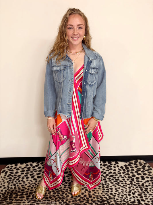 Shades of Pink Equestrian Horse Silk Dress