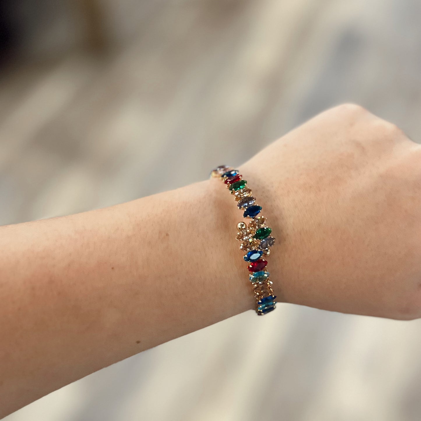 Rainbow Gem Cuff Bracelet