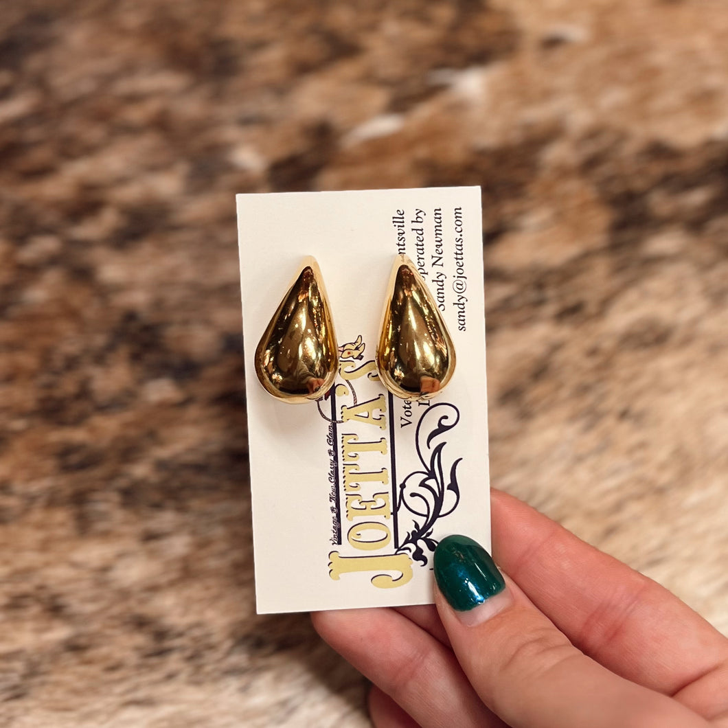 Small Pear Gold Earrings